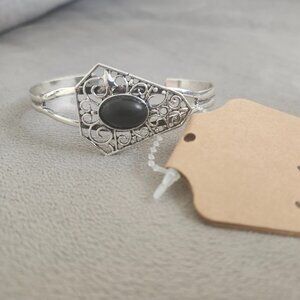 Black and Silver Open Bracelet